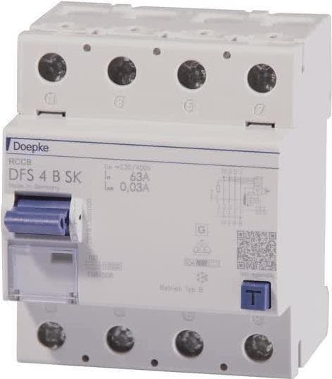 DOEPKE RCD beskyttelse. DFS4-063-4/0,03-B-SK type B SK universalstrøm 4-polet 30mA 400V DFS4-063-4/0,03-B-SK (09144998)