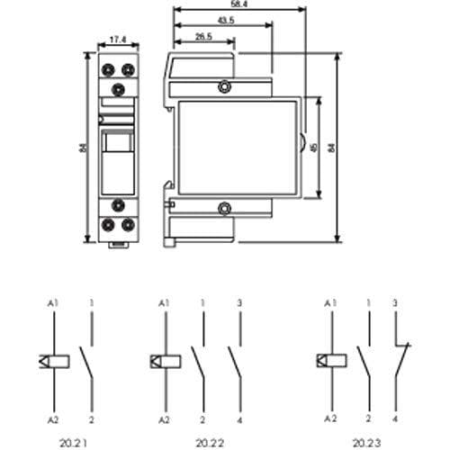 Finderin askelkytkin 1 NO + 1 NC 12 VDC 16 A 400 VAC 4000 VA, AC1 (20.23.9.012.4000)