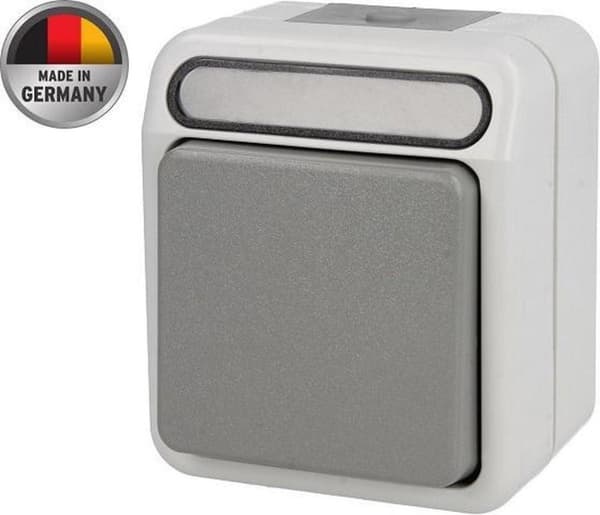 Schneider/Merten overflademonteret dobbeltpolet afbryder Aquastar IP44