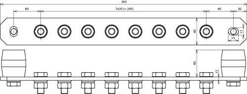 Dehn+Söhne DEHN 472227 PAS I 8AP M10 CU potentialudligningsstang