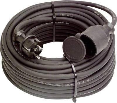 as - Schwabe gummiforlængerkabel 230 V / 16 A - 5 m kabel med jordkontaktstik, jordkontaktkobling inklusive beskyttelseshætte - forlængerkabel indendø