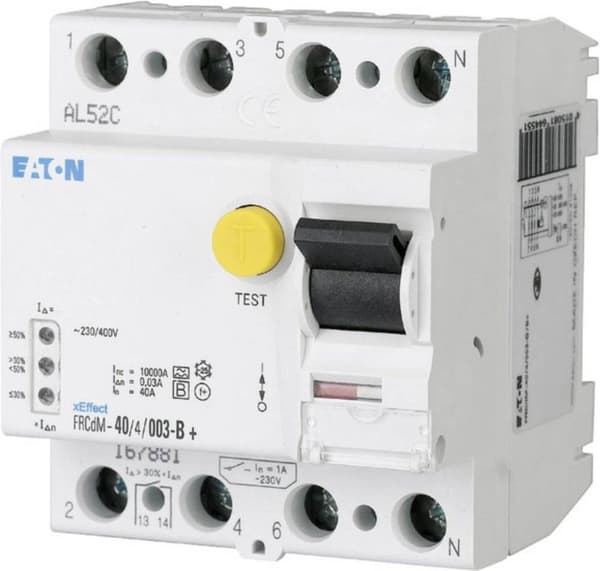 Eaton 167898 FRCDM-63/4/03-G/B Maavuotokatkaisin, kaikki virtaherkkä 4-napainen 63 A 0,3 A 240 V, 415 V