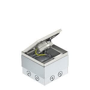 OBO® Bettermann Square Floor Socket med 2-vejs VDE Socket Sølv, Hvid