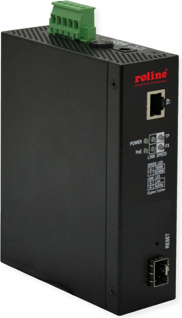 ROLINE Ind.Konv., Gigabit Eth., RJ45/LC med PoE (IEEE802.3af/at/bt) (21.13.1135)