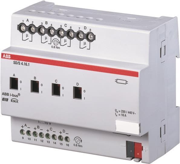 ABB SD/S4.16.1 EIB/KNX koblings-/dæmpningsaktuator, 16A, REG, 4-fold