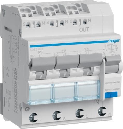 Hager adapter, plast, vit, liten