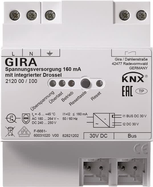 Gira KNX strømforsyning 160mA choker REG 212000 (212000)