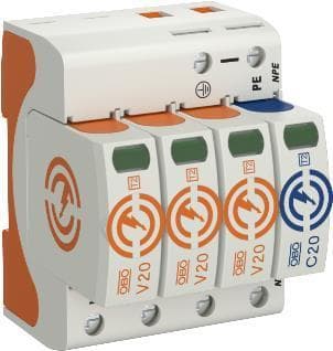OBO Bettermann SurgeController V20 V20-3+NPE-280 trepolet med NPE overspændingsafleder til energiteknik/strømforsyning 4012196161331