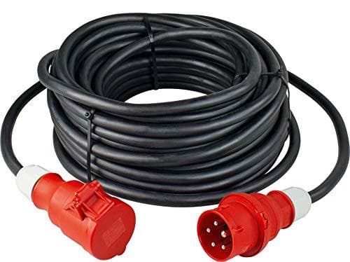 AS Schwabe strømforlængerkabel [CEE-stik - CEE-kobling] 16 A sort 25,00 m med faseinverter 60548 (60548)