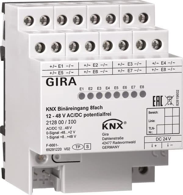 binær indgang 8f. KNX 12-8V AC/DC 212800 (212800)