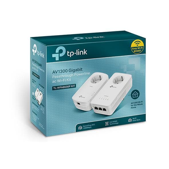TP-LINK TL-WPA1300P KIT - 1300 Mbit/s - IEEE 1901, IEEE 802.3, IEEE 802.3u - Gigabit Ethernet - 10,100,1000 Mbit/s - Wi-Fi 5 (802.11ac) - 1a,1801. ,Wi