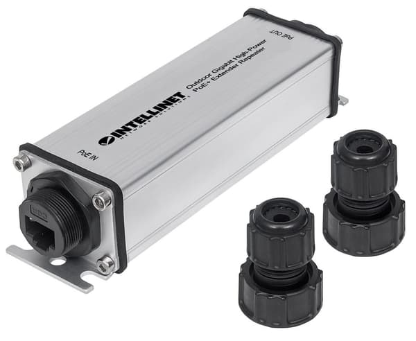 Intellinet Outdoor Gigabit High-Power PoE+ Extender Repeater - Repeater - GigE - 10Base-T, 100Base-TX, 1000Base-T - RJ-45 / RJ-45 - upp till 100 m