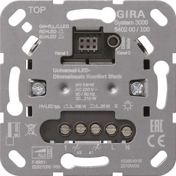 Gira Uni LED dæmpningsindsats 2-gang S3000 540200 (540200)