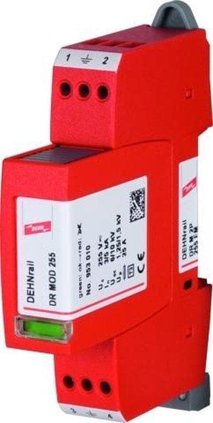 DEHN DR M 2P 255 FM. AC-pistoketyypit: Liitin, AC-tulotaajuus: 50/60, Huippuvirta-Normaalitila: 5000 A. Tuotteen väri: Punainen. Paino: 84 g, Leveys:
