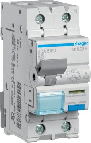 RCBO ADA510D 1-polet+N 10kA B10A 0,03AA (ADA510D)
