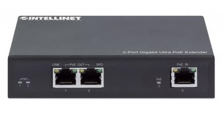 Intellinet IPE-2G60 2-Port Gigabit Ultra PoE Extender - Netværks-/strømforlænger - GigE - 10Base-T, 100Base-TX, 1000Base-T - 2 porte - op til 100 m