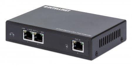 Intellinet IPE-2G60 2-Port Gigabit Ultra PoE Extender - Netværks-/strømforlænger - GigE - 10Base-T, 100Base-TX, 1000Base-T - 2 porte - op til 100 m Sort