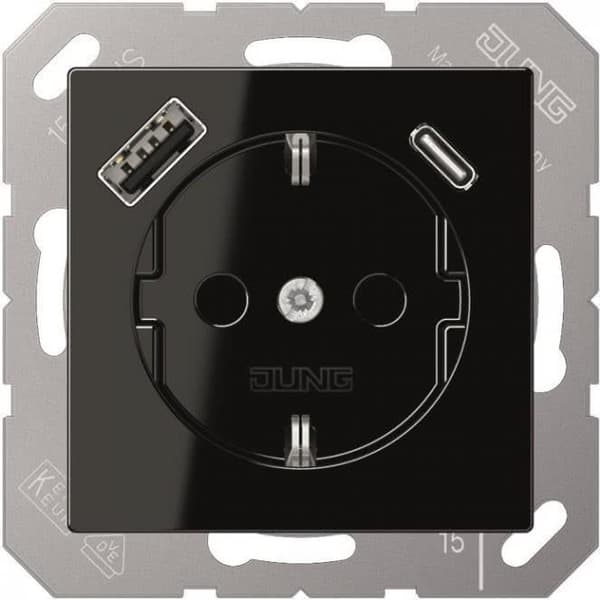 Jung SCHUKO -liitäntä USB-tyypin AC:lla A1520-15CASW (A1520-15CASW)