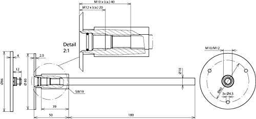 Dehn 478011 – Fixed Point/eller Terrestrial M10/12 Axle Niro V4 A ST/tZn