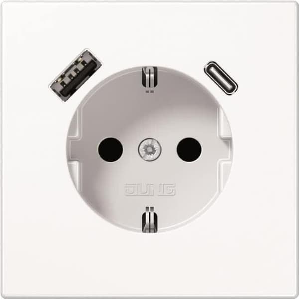 Jung SCHUKO-uttag med USB-typ AC LS1520-15CAWW (LS1520-15CAWW)