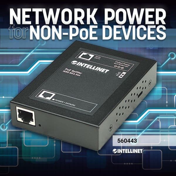 PoE+Splitter Intellinet IEEE802.3at 5/7.5/9/12V DC sw (560443)