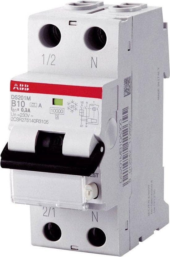 ABB DS201 B10 A30 RCBO 6kA 1P+N TypA B10 30mA (2CSR255180R1105)