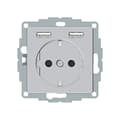 Miniatyrbild 2 av 2: Merten SCHUKO-uttag MEG2366-0460 med USB-laddare aluminiumuttag 4042811217648