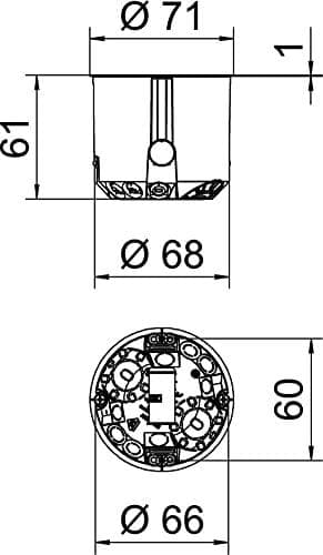 OBO HW enhed samledåse HG 61, Ø68mm, H61mm, PP, orange, 25 stk.