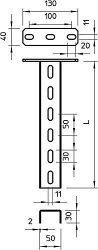 obo-bettermann – Profilvedhængshoved 50 x 30 x 1100 mm ST FT
