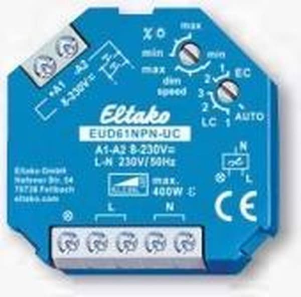 Eltako EUD61NPN-UC Monterbar lysdæmper & switch Blå, Hvid lysdæmper