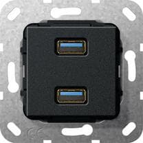 GIRA indsats USB 568410 3.0A dobbelt kop sort m (568410)