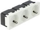 Delock Easy 45 - stikkontakt - 2P+E - type F - med lås - 3 stikkontakter - 16 A - vekselstrøm 250 V - hvid, RAL 9003 (81323)