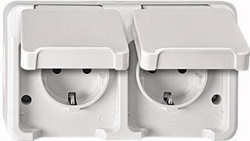 MERTEN SCHUKO dobbeltfatning med BRS polar hvid AQUASTAR MEG2320-8019 MEG2320-8019 (MEG2320-8019)