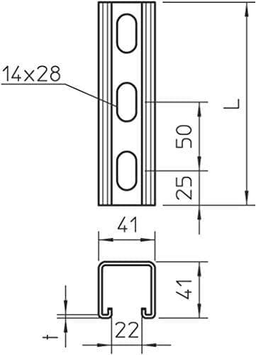 OBO Bettermann System Conex IJF – Profil PP 300 x 41 x 41 mm med Immersion Steel