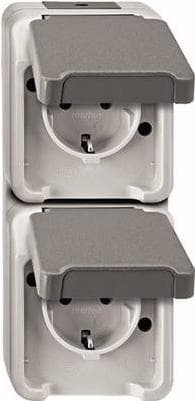 MERTEN SCHUKO dobbeltstik. MEG2329-8029 lysegrå AQUASTAR MEG2329-8029 MEG2329-8029 (MEG2329-8029)