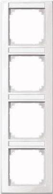 Merten 470419 M-SMART stel, 4x med etiketholder, lodret. Montage, polarhvid blank