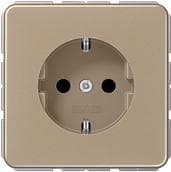 Jung 1520 KI GB Schuko fatning 16 A 250 V med kontaktbeskyttelse serie CD Guld-Bronze, 250 V