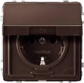 MERTEN SCHUKO stikkontakt 16A MEG2310-7215 mørk brasiliansk AC 250V med hængslet dæksel MEG2 MEG2310-7215 (MEG2310-7215) Brun