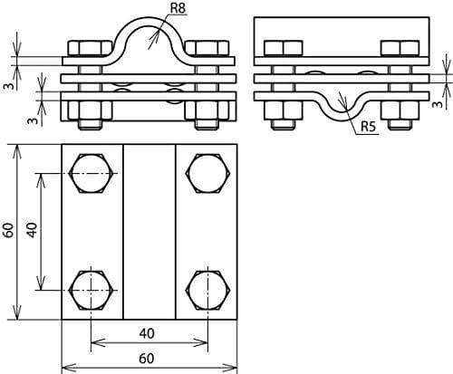 DEHN 319219 Cross Key Union Plate Rd/FL 10/46 – 30 StSt V4 A