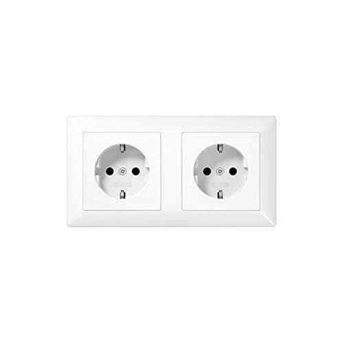 Schuko Socket Dubbelkanal Alpine White