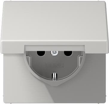Jung 1520 KL LG Schuko fatning 16 A 250 V med hængslet dæksel LS serie lysegrå 250 V