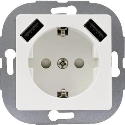 REV 0240130106 Skyllestik med USB IP20 Hvid (0240130106)