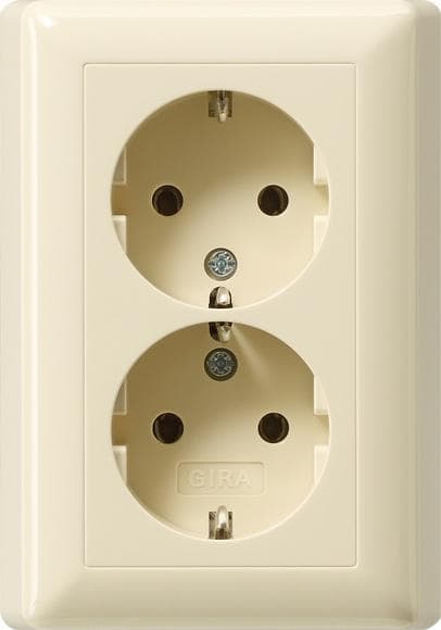 Gira 078001 dobbelt Schuko fatning standard 55, creme hvid Hvid