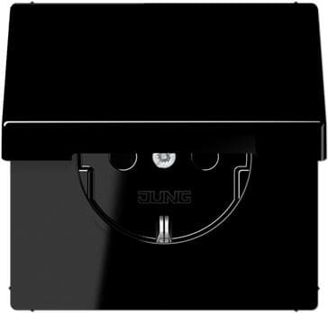 Jung 1520 KL SW Schuko pistorasia 16 A 250 V saranoidulla kannella LS-sarja musta 250 V