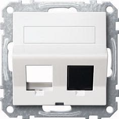 Merten MEG4568-0319 skråudtag 2f. med støttering og skrift til Modular Jack, polarhvid blank, Sys.M
