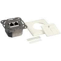 Indbygningsboks Cat 6a, 2xRJ45, skærmet, vandret, ren hvid, LogiLink® [NP0021] (NP0021) Metallic, Hvid