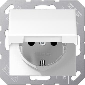 Jung 1520 KL Schuko uttag 16 A 250 V med gångjärnslock AS 500-serien, beige, 250 V