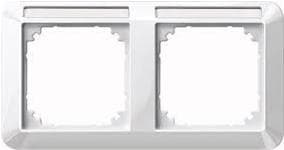 Merten 387219 1M stel, 2f. med etiketholder, vandret montering, polarhvid blank