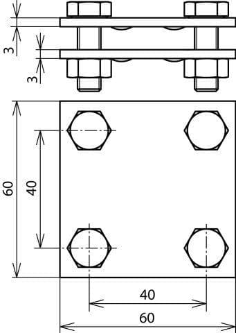 Dehn + Soehne poikkikappale St/tZn f.Fl 30/30mm 318 033 (318033)