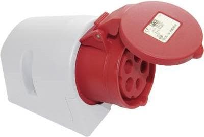 REV Ritter GmbH 0510620555 CEE vägguttag, 400VAC, 32A, 5-stift, 3Ph + N + PE, IP44, röd Grå, Röd